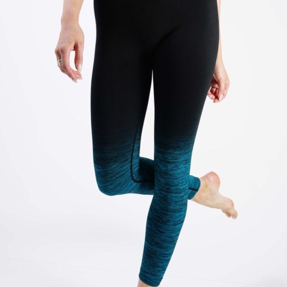 CODEFIT S/MP Yoga Ombre Green Gym Dry-Fit Compression Leggings